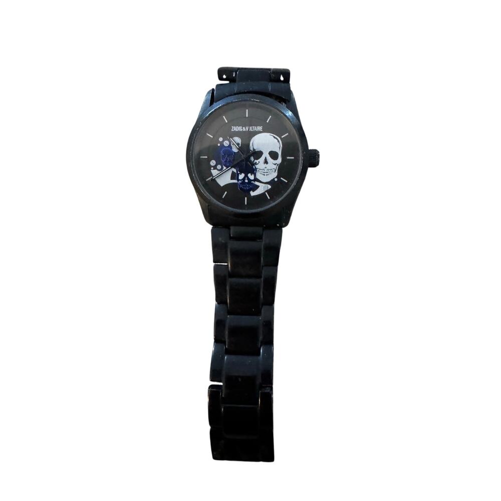 Zadig & Voltaire Skull Dial Black Stainless Steel Watch Unisex Rock Chic Paris